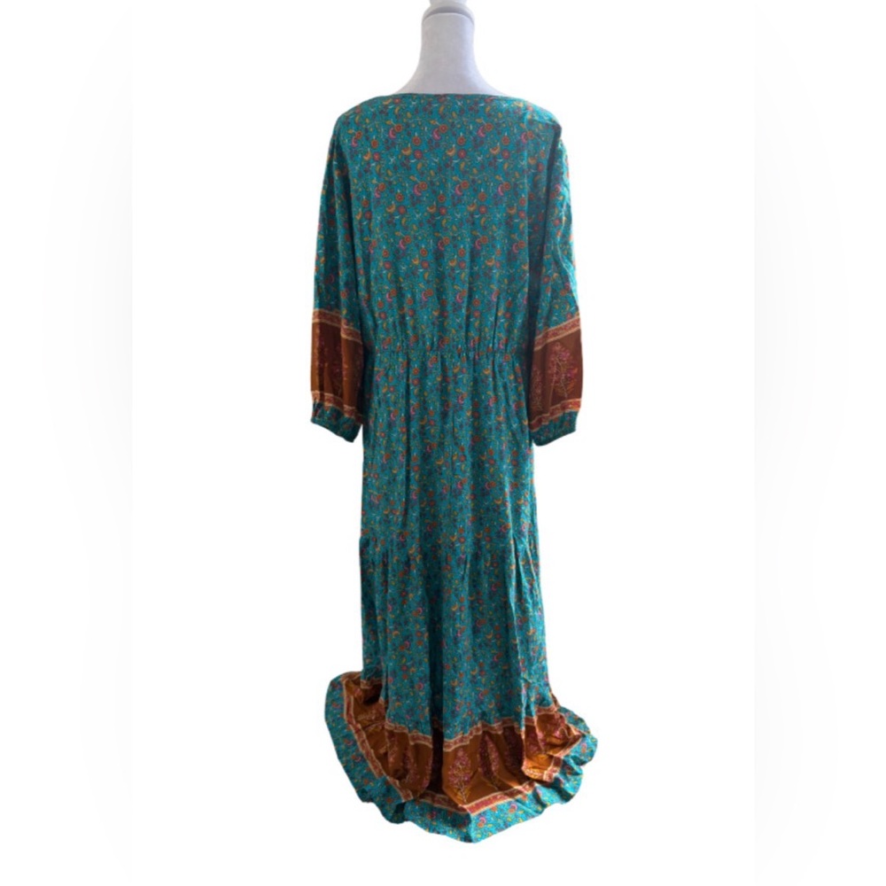 Bohemian Teal and Brown Maxi Dress - Picture 2 of 7